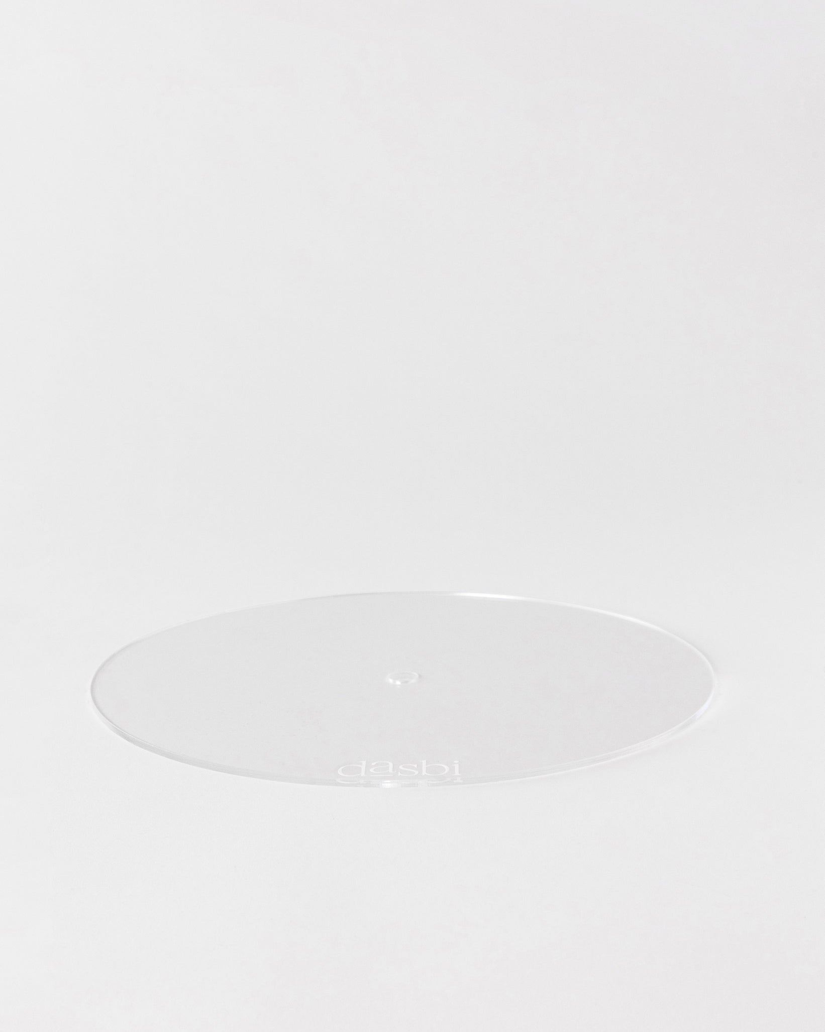 Plateau en acrylique certifié alimentaire avec trou central pour gâteaux à étages.