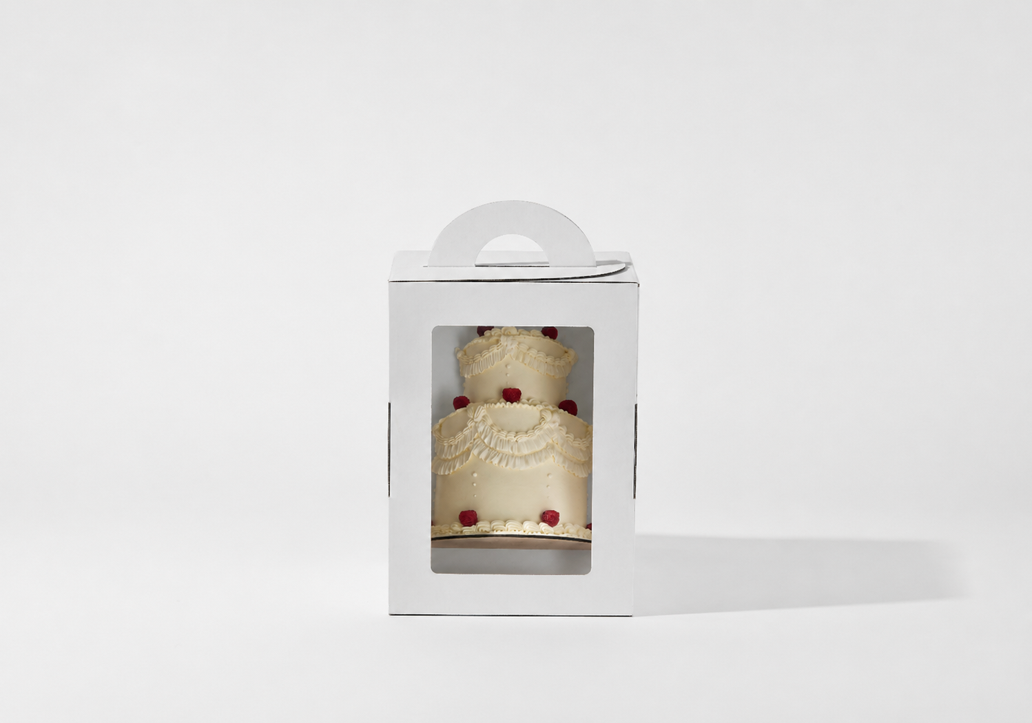 Minimalist tall cake box with handle